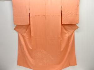 遠山に花古典柄織り出し一つ紋付け下げ色無地着物